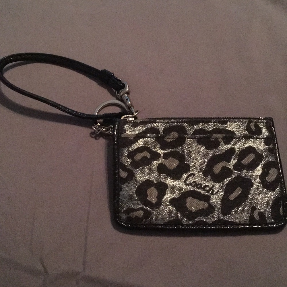 Leopard print Coach coin purse and ID holder